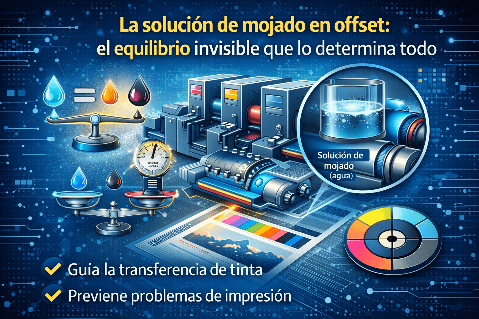 La solución de mojado en offset: el equilibrio invisible que lo determina todo