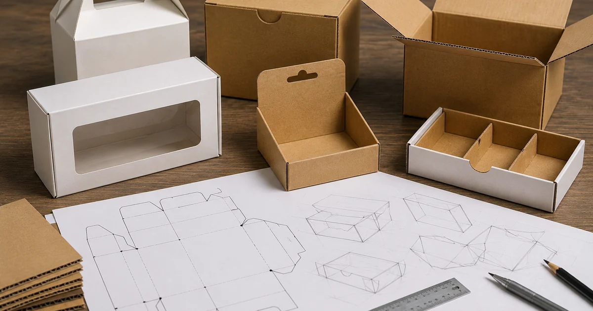 Diseño estructural de embalajes con planos, desarrollos y maquetas de cajas