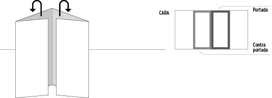 Esquema de desplegable de cuatro cuerpos con plegado ventana