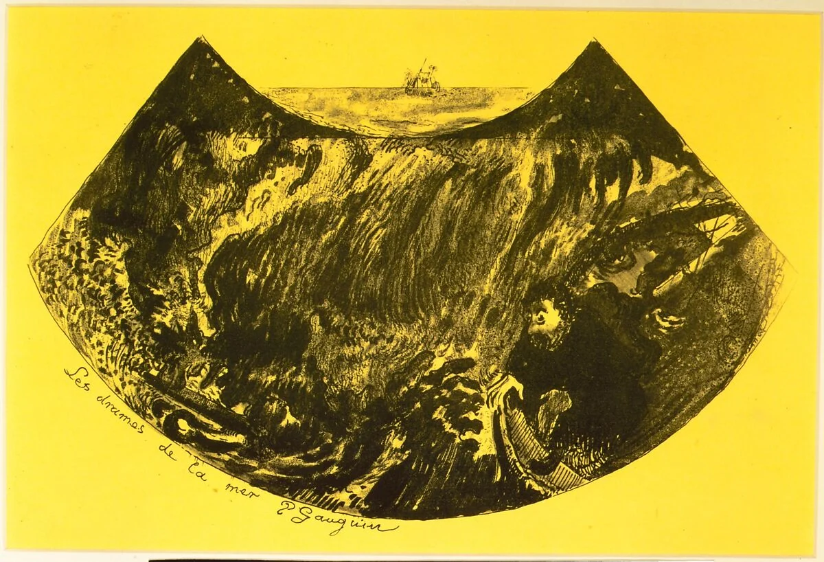 Zincografía de Gauguin impresa sobre papel amarillo cromo