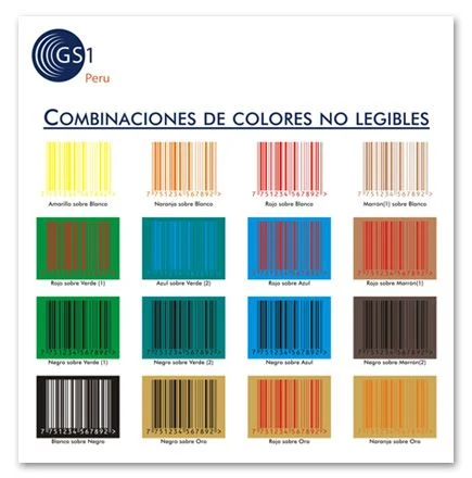 Combinaciones de colores no legibles para códigos de barras