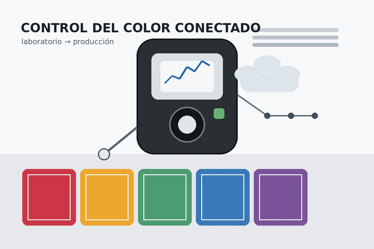 Espectrofotómetro portátil conectado a un flujo digital de control del color