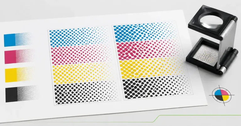 Comparación visual de tramas CMYK con diferente aumento del valor tonal